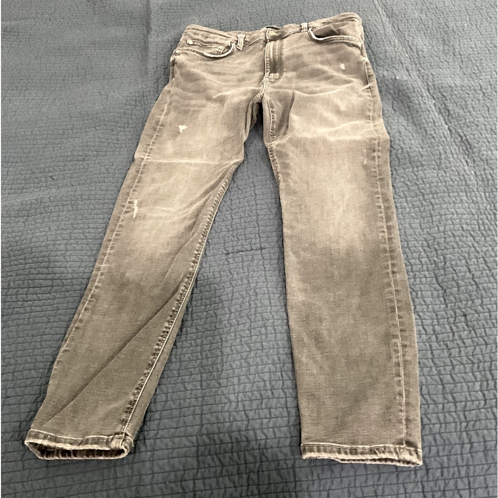 Dark grey distressed Zara jeans